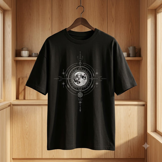 Celestial Moon Mandala Oversized Tee by AuraReiment