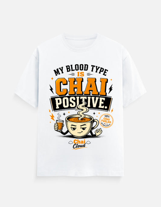 "My Blood Type Is Chai Positive" Graphic Classic Crew Tee