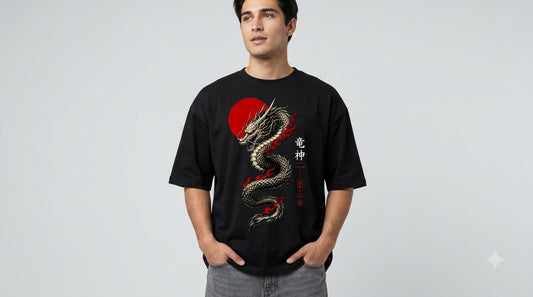 Dragon Graphic Heavyweight Streetwear Oversized Tee by AuraReiment