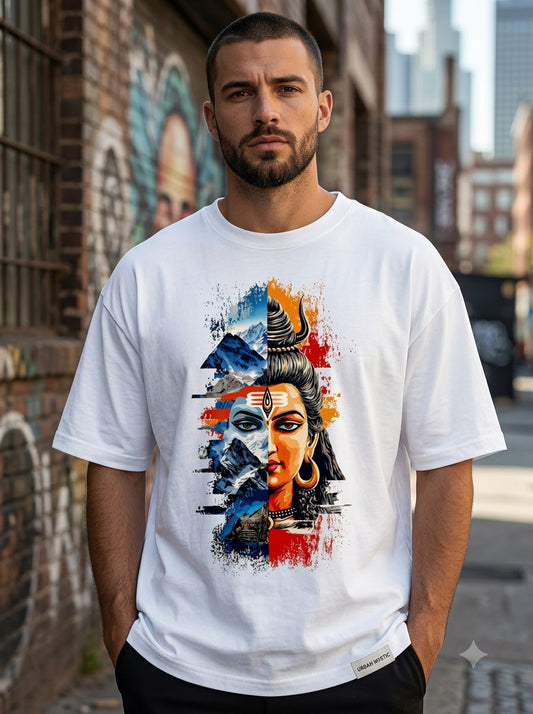 "Cosmic Balance" Shiva Graphic Oversized Tee by AuraReiment