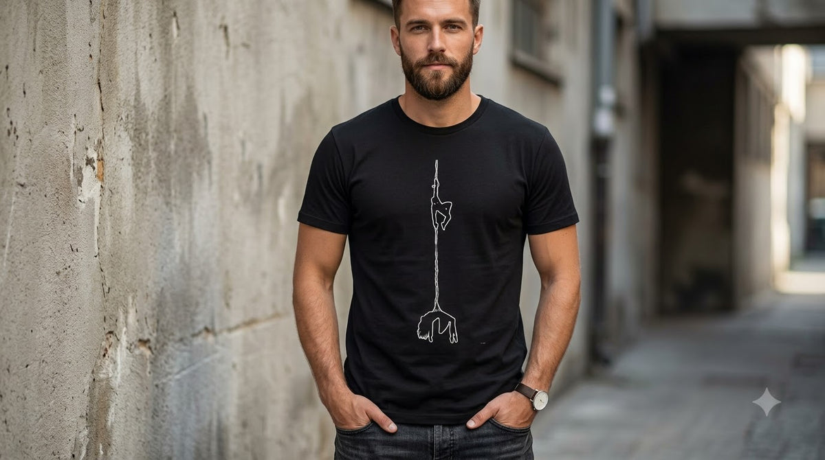 Hanging Silhouette Graphic Print Unisex Cotton Tee by AuraReiment