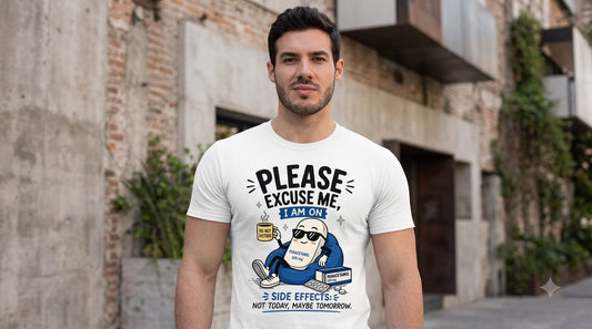 "Please Excuse Me" Paracetamol Graphic Unisex Oversized Tee by AuraReiment