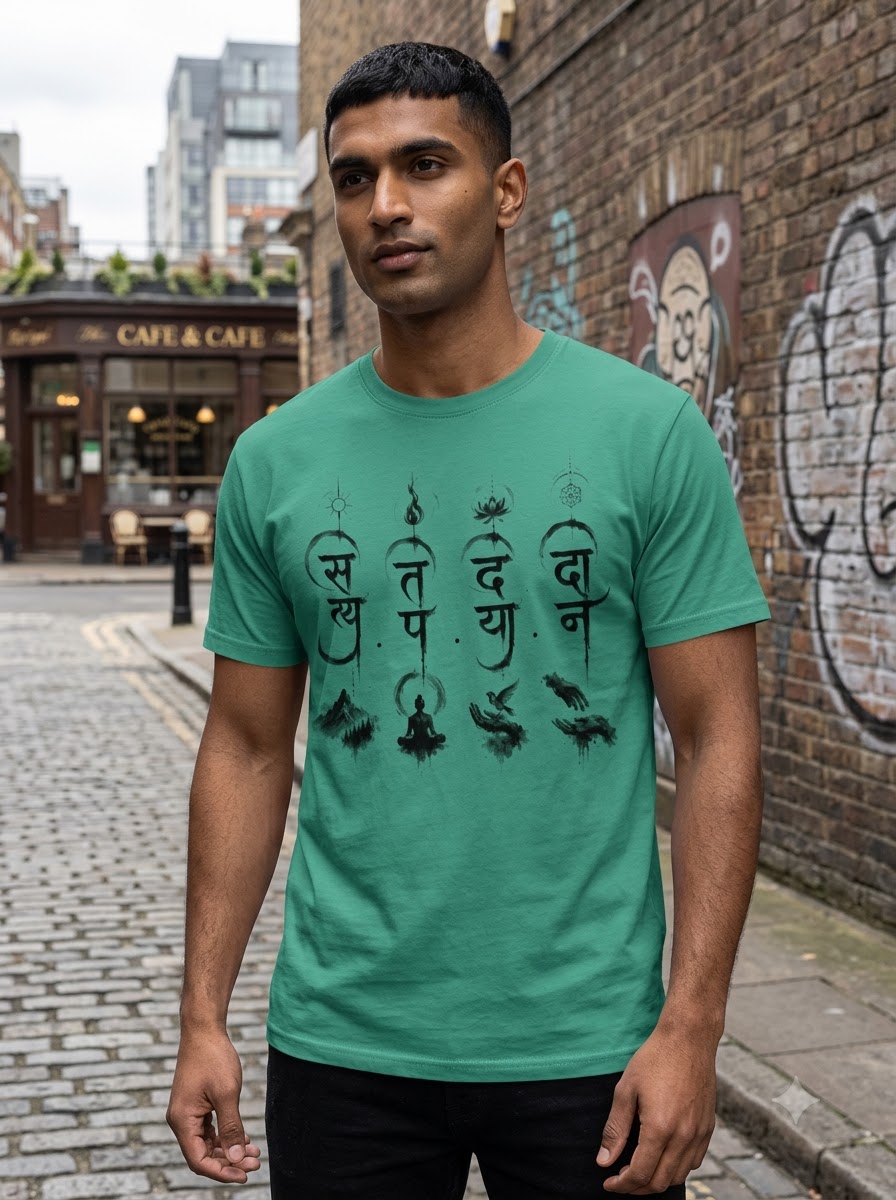 "Four Pillars of Dharma" Sanskrit Graphic Tee β Light Colours