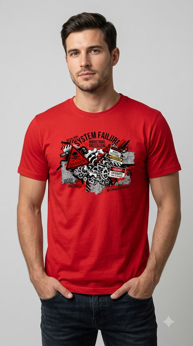 "System Failure" Industrial Chaos Graphic Tee by AuraReiment