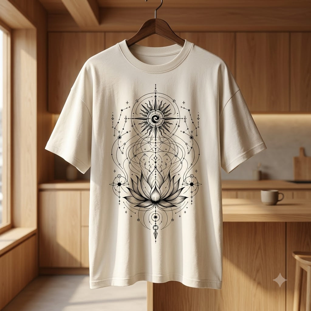 Sacred Geometry Lotus Oversized Heavyweight Tee