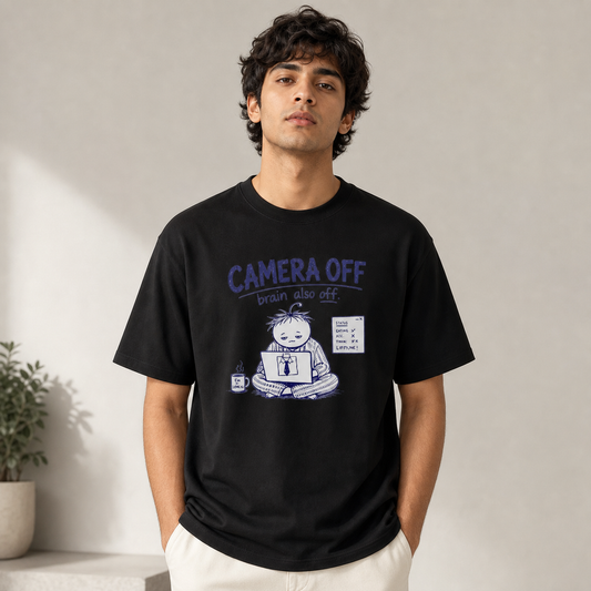 "Camera Off, Brain Also Off" Basic Graphic Tee by AuraReiment