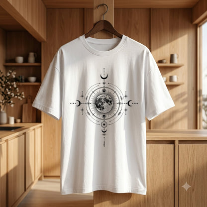 Celestial Moon Mandala Oversized Tee by AuraReiment