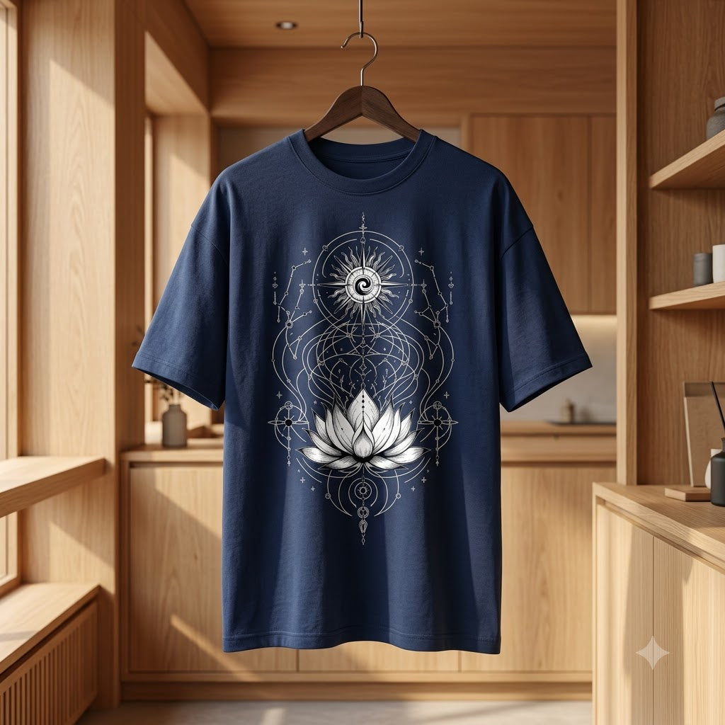 Sacred Geometry Lotus Oversized Heavyweight Tee