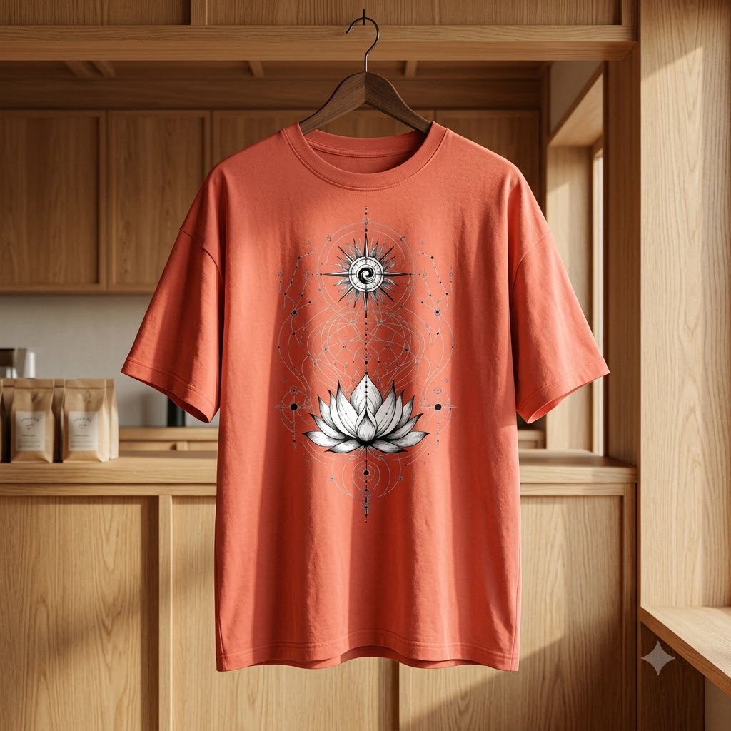 Sacred Geometry Lotus Oversized Heavyweight Tee
