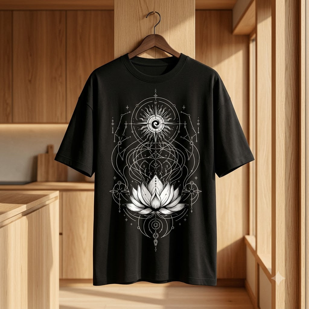 Sacred Geometry Lotus Oversized Heavyweight Tee