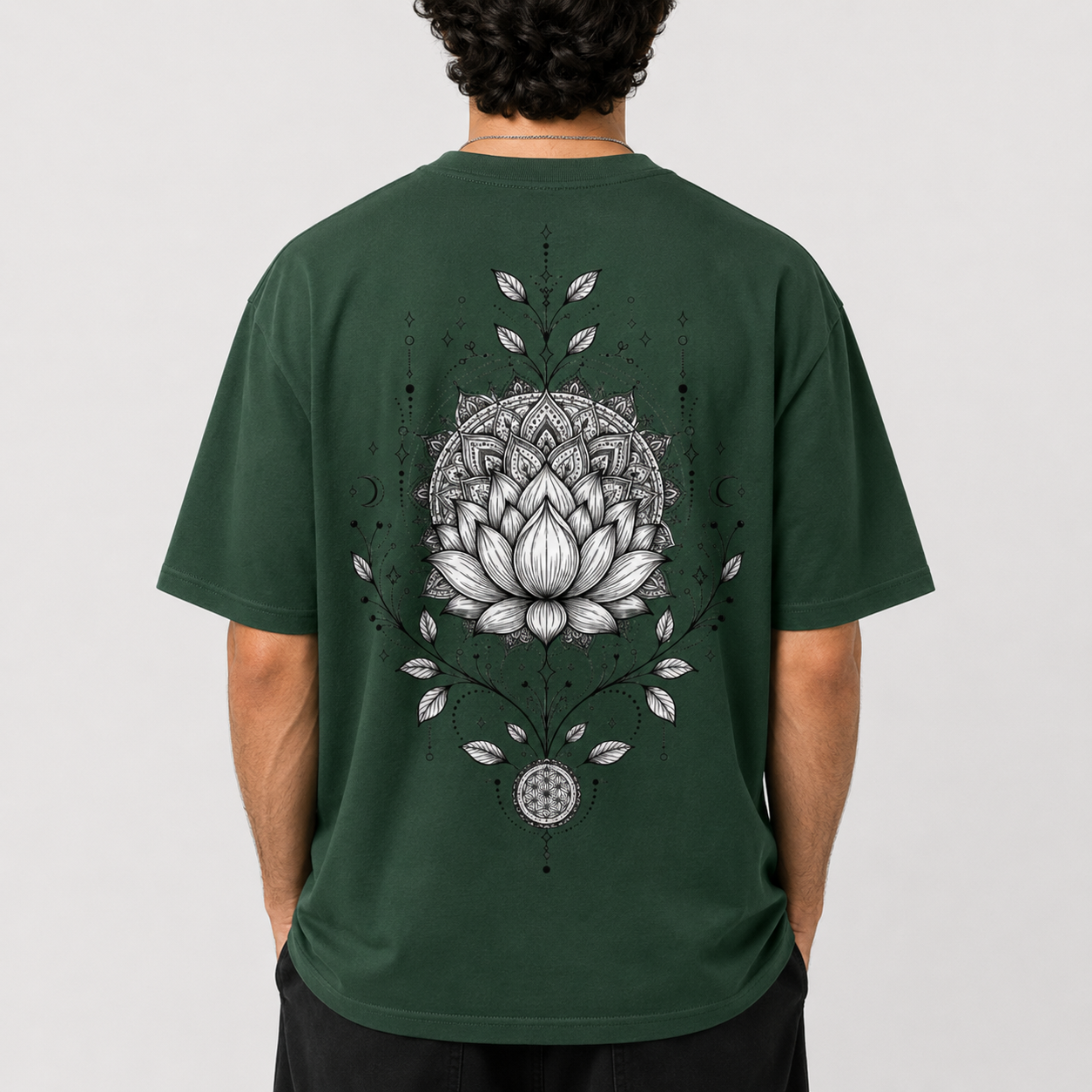 "Lotus Compass" Mindful Oversized Graphic Tee