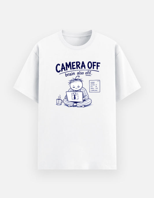 "Camera Off, Brain Also Off" Basic Graphic Tee