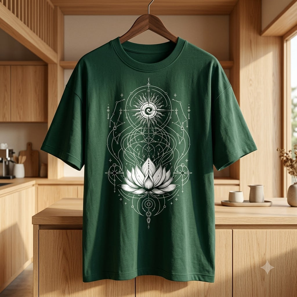 Sacred Geometry Lotus Oversized Heavyweight Tee