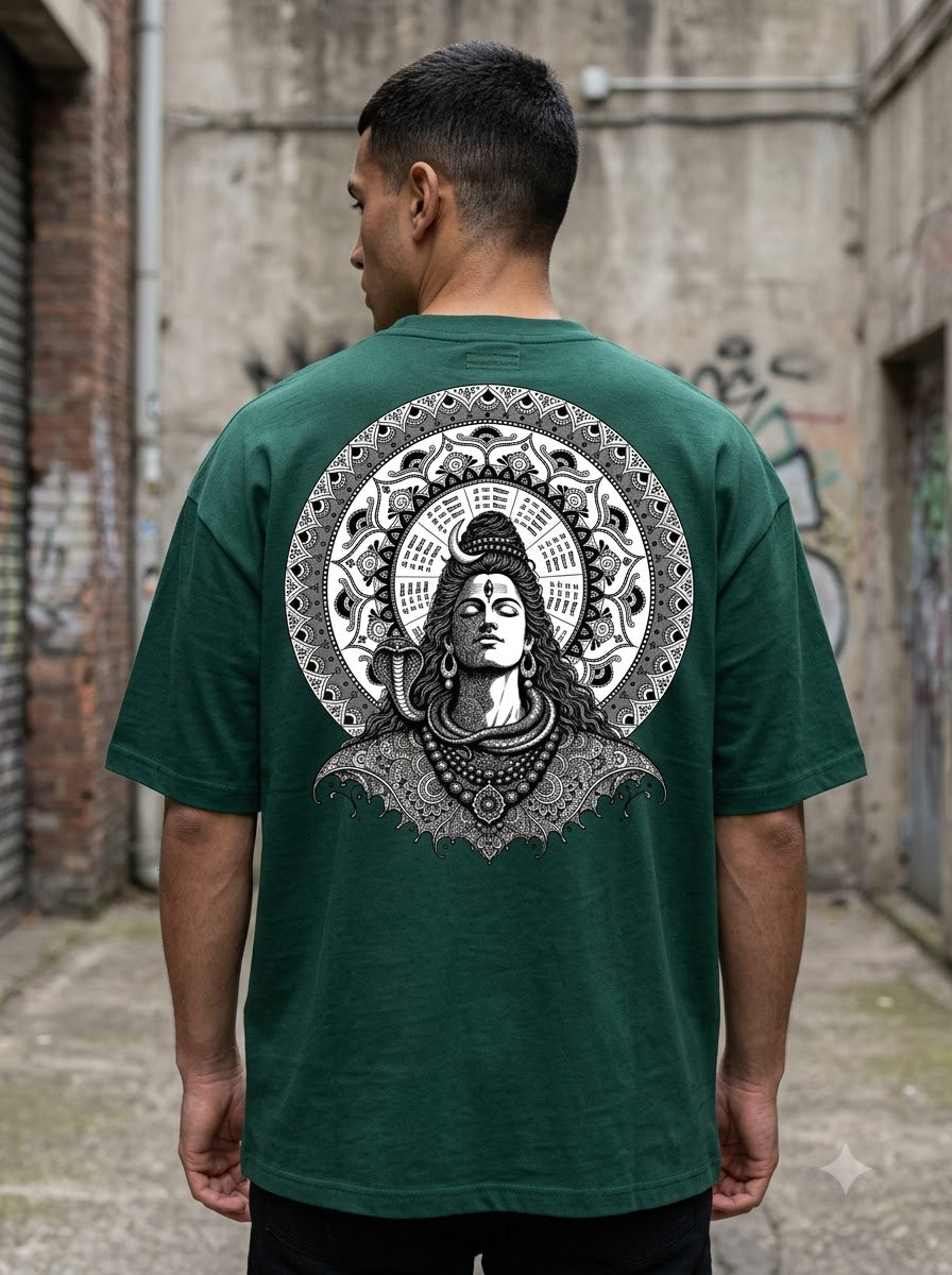 "Cosmic Balance" Shiv Graphic Oversized Tee by AuraReiment