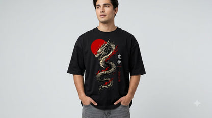Dragon Graphic Heavyweight Streetwear Oversized Tee by AuraReiment