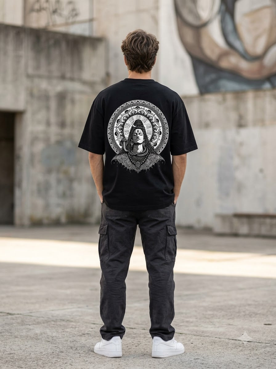 "Cosmic Balance" Shiv Graphic Oversized Tee by AuraReiment