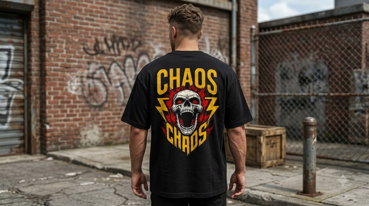 Chaos Graphic Heavyweight Unisex Oversized Tee by AuraReiment