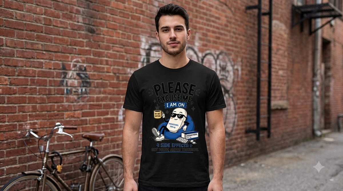 "Please Excuse Me" Paracetamol Graphic Unisex Oversized Tee by AuraReiment