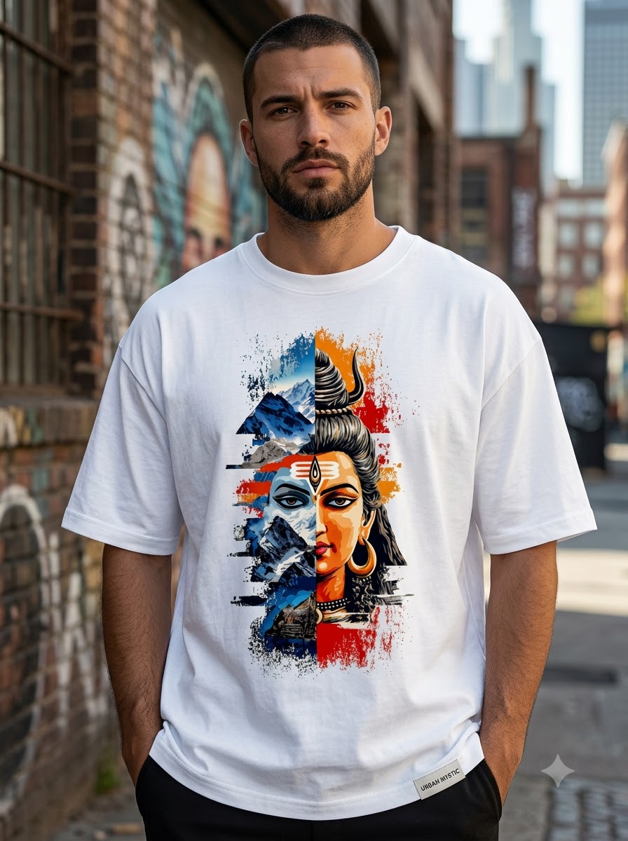 "Cosmic Balance" Shiva Graphic Oversized Tee by AuraReiment