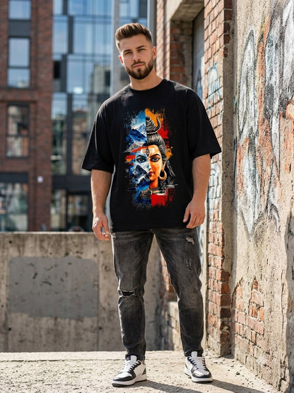 "Cosmic Balance" Shiva Graphic Oversized Tee by AuraReiment