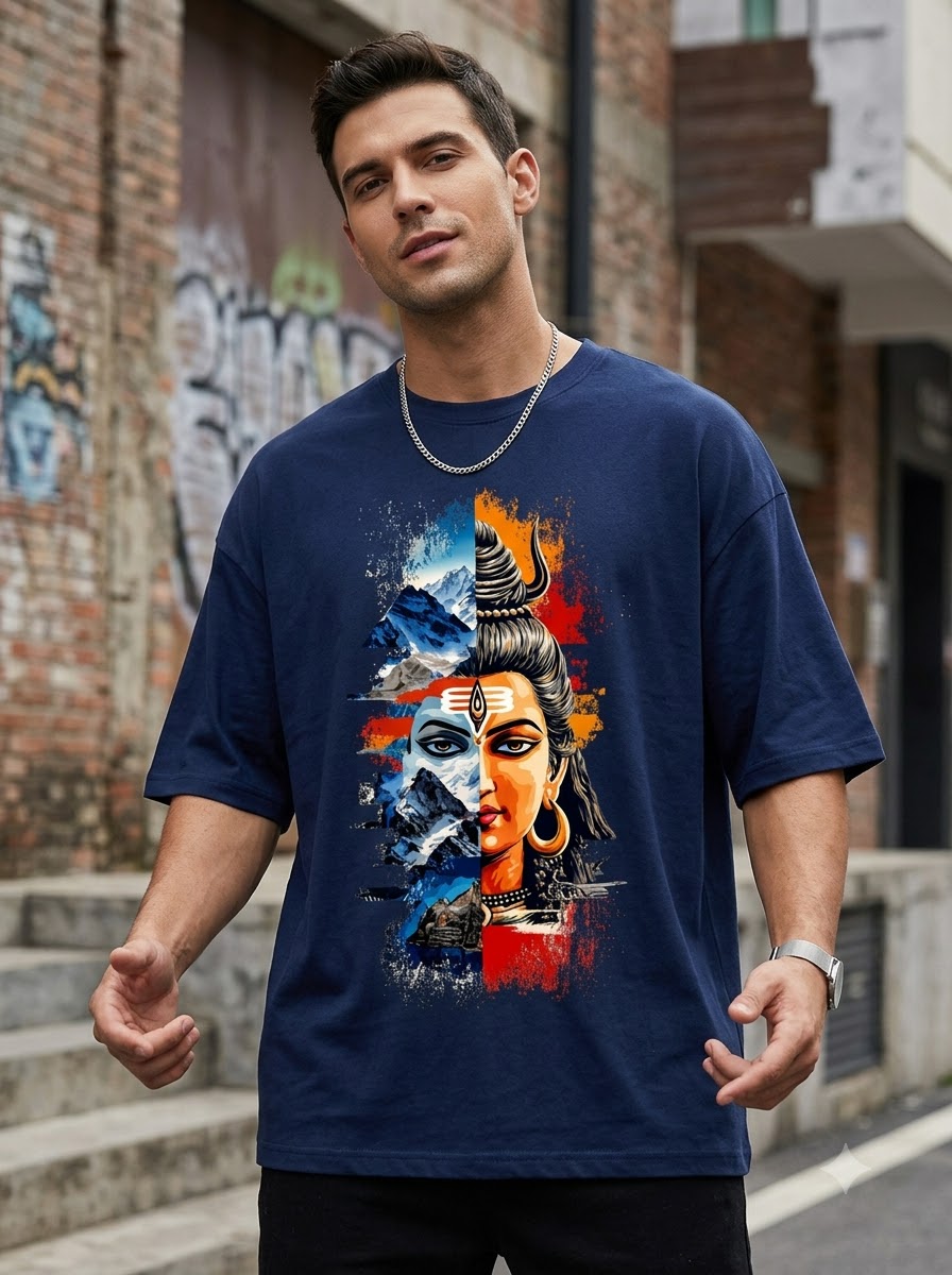 "Cosmic Balance" Shiva Graphic Oversized Tee by AuraReiment