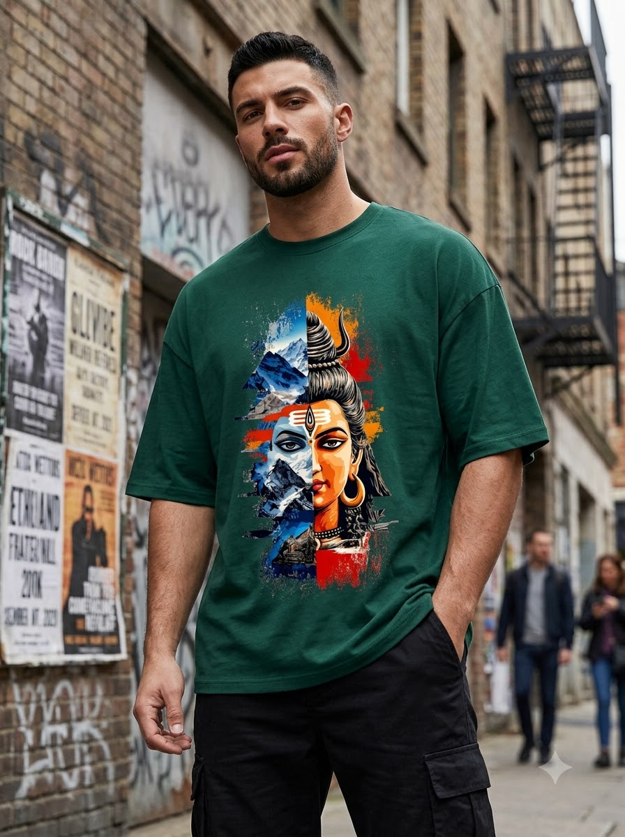 "Cosmic Balance" Shiva Graphic Oversized Tee by AuraReiment
