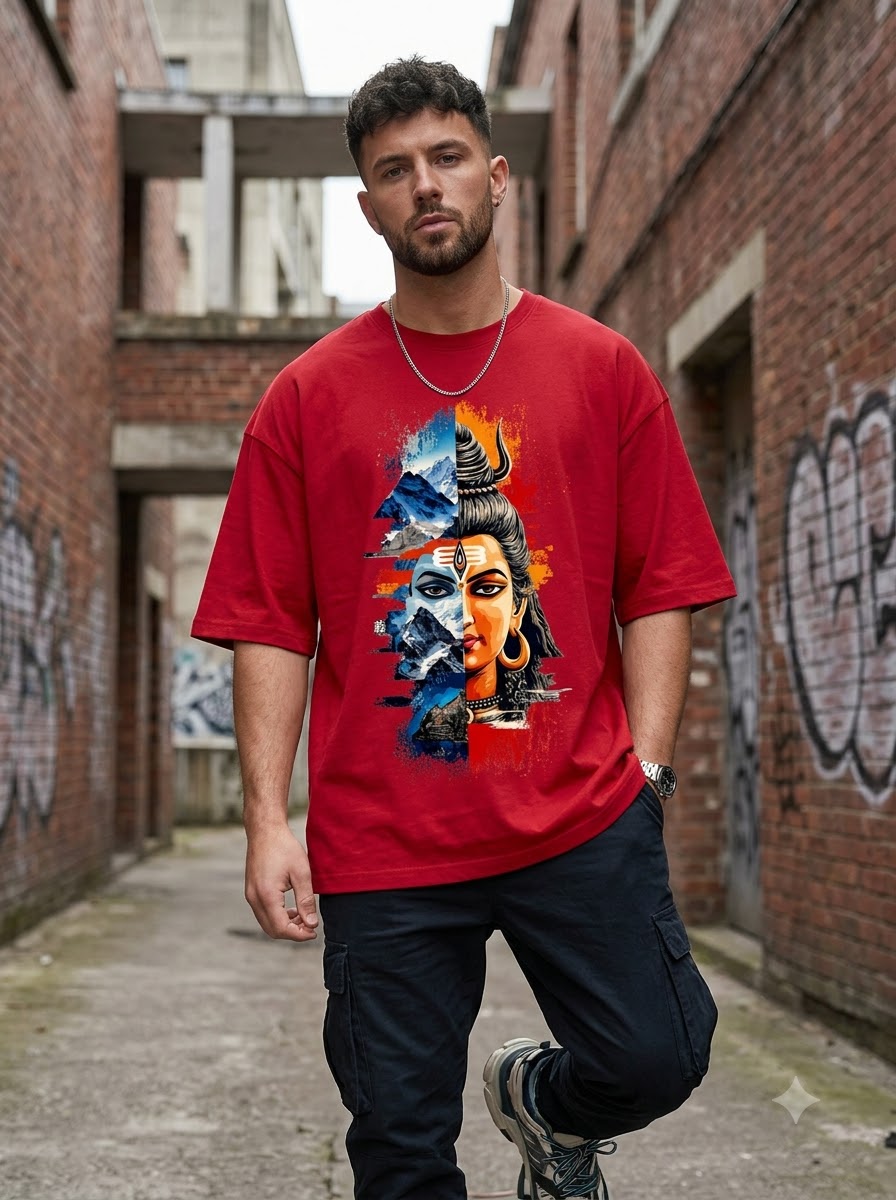 "Cosmic Balance" Shiva Graphic Oversized Tee by AuraReiment