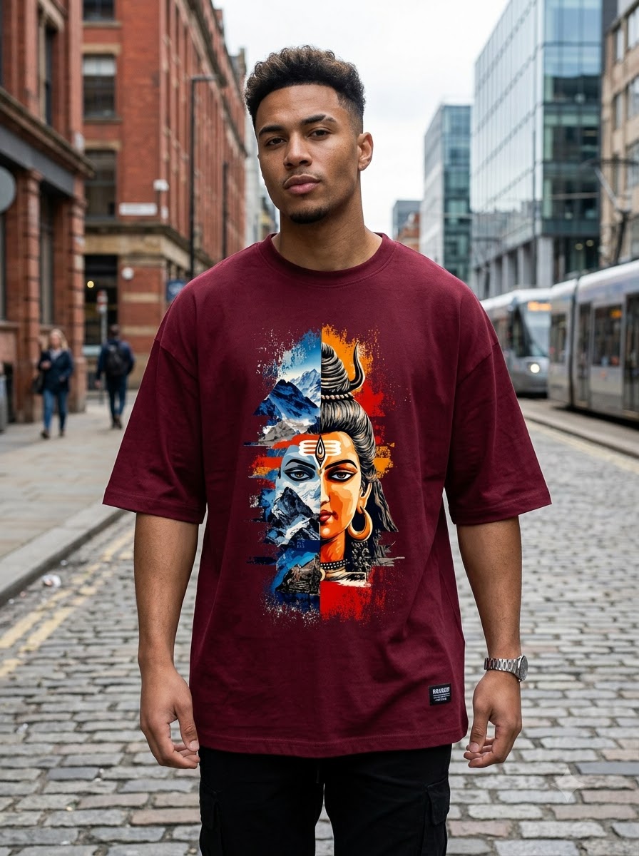 "Cosmic Balance" Shiva Graphic Oversized Tee by AuraReiment