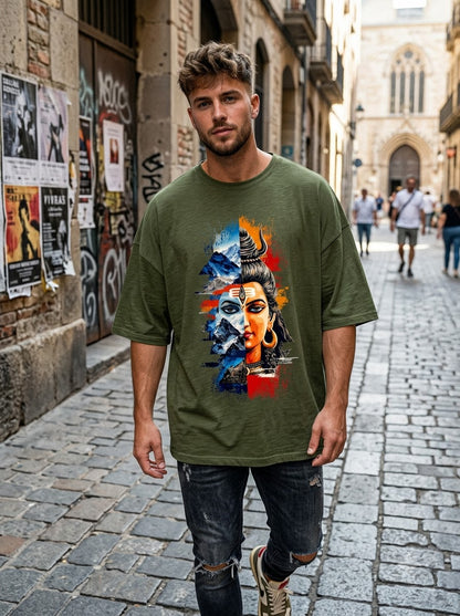 "Cosmic Balance" Shiva Graphic Oversized Tee by AuraReiment