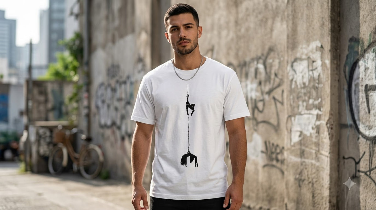 Hanging Silhouette Graphic Print Unisex Cotton Tee by AuraReiment