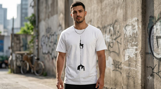 Hanging Silhouette Graphic Print Unisex Cotton Tee by AuraReiment