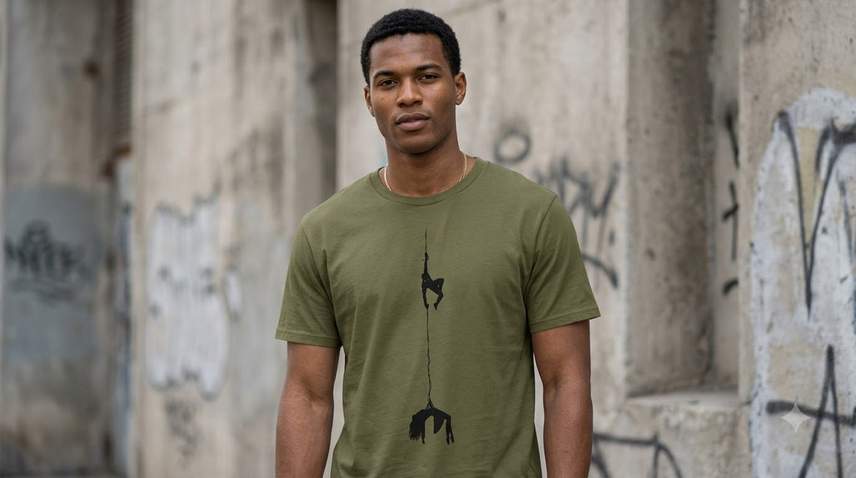 Hanging Silhouette Graphic Print Unisex Cotton Tee by AuraReiment