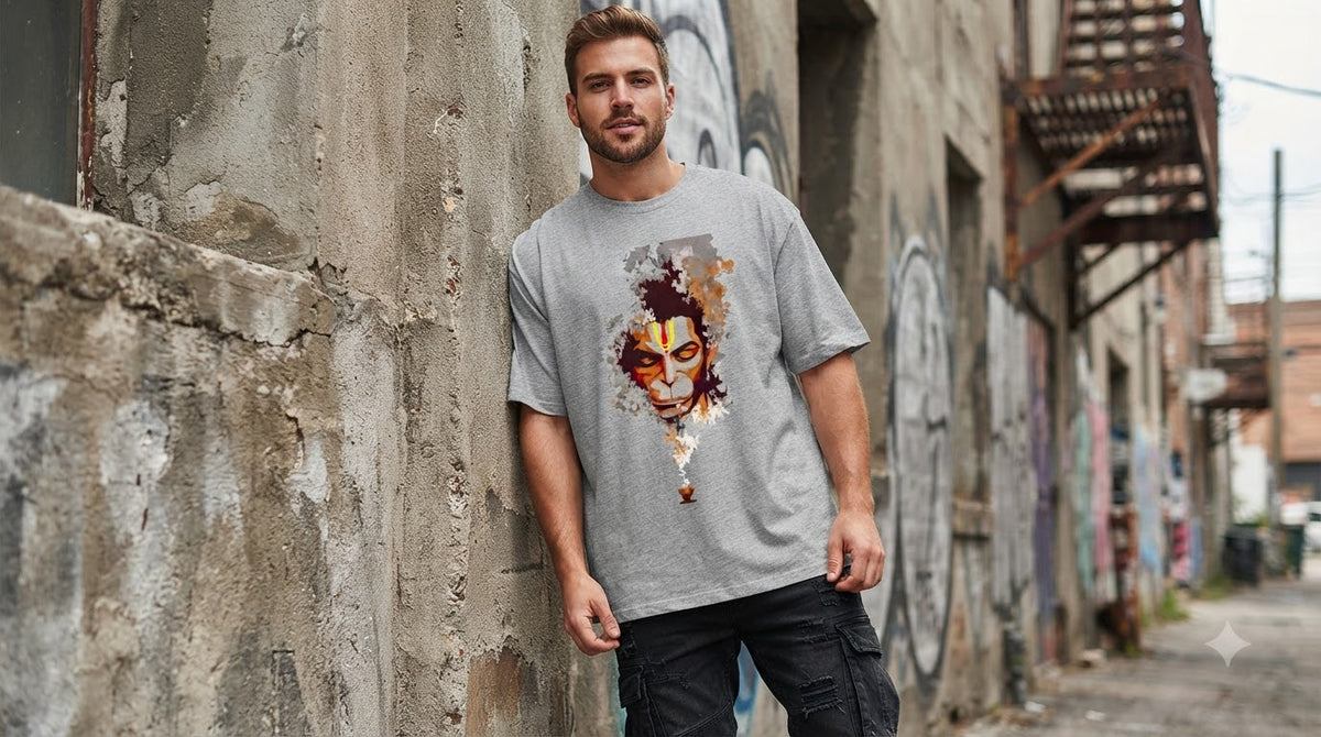 "Bajrangbali" Hanuman Graphic Oversized Tee by AuraReiment
