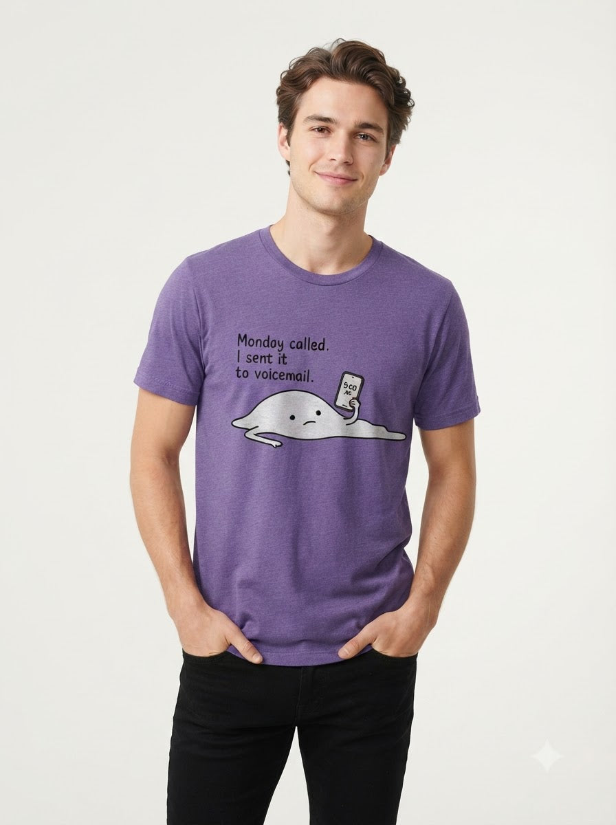 "Monday Called, Sent to Voicemail" Basic Graphic Tee by AuraReiment