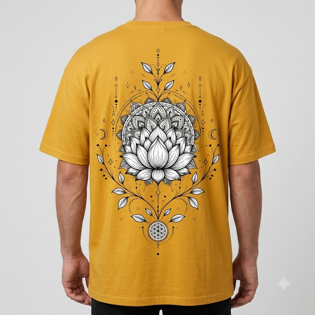 "Lotus Compass" Mindful Oversized Graphic Tee