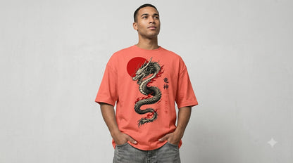 Dragon Graphic Heavyweight Streetwear Oversized Tee by AuraReiment