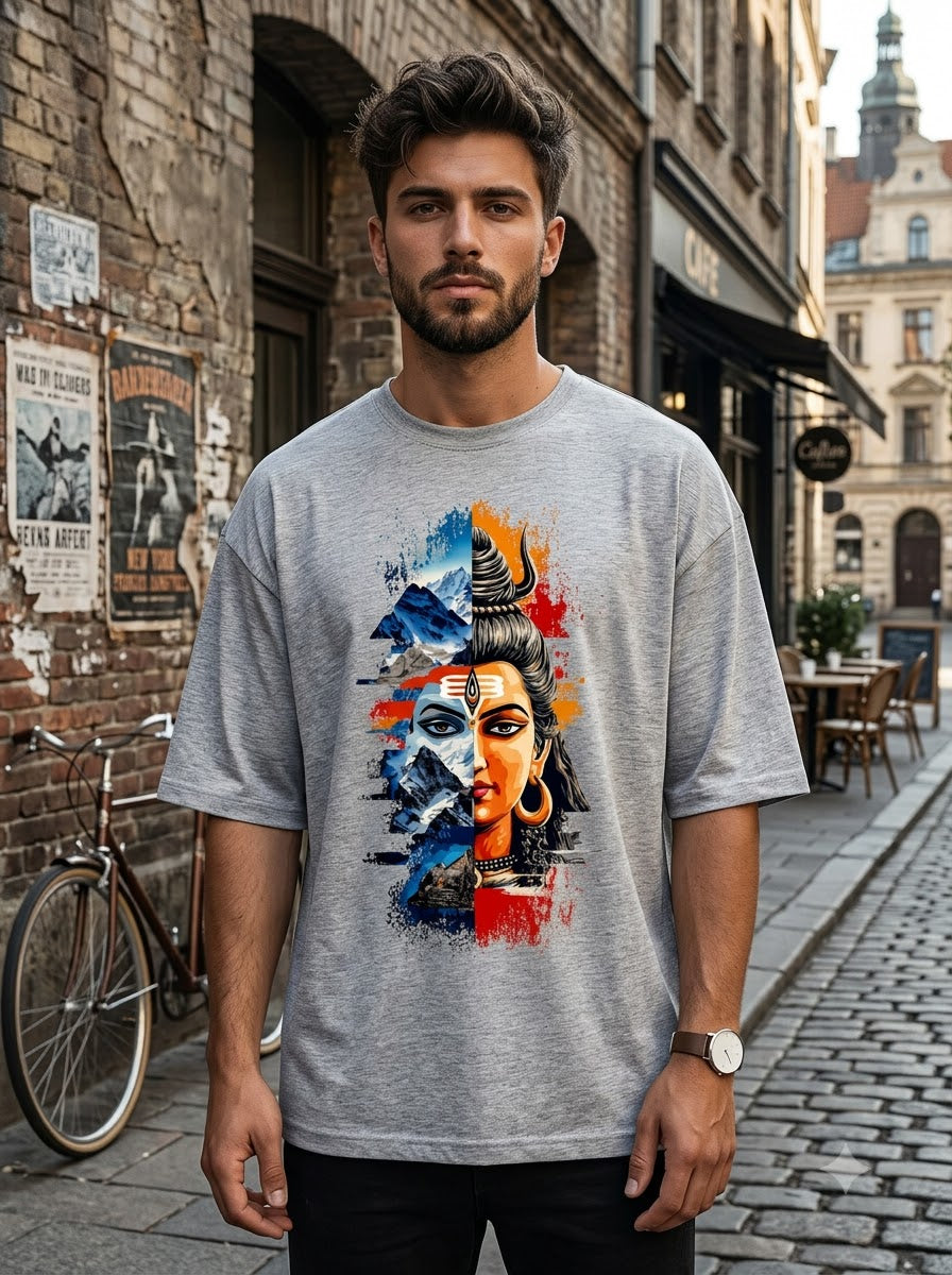 "Cosmic Balance" Shiva Graphic Oversized Tee by AuraReiment