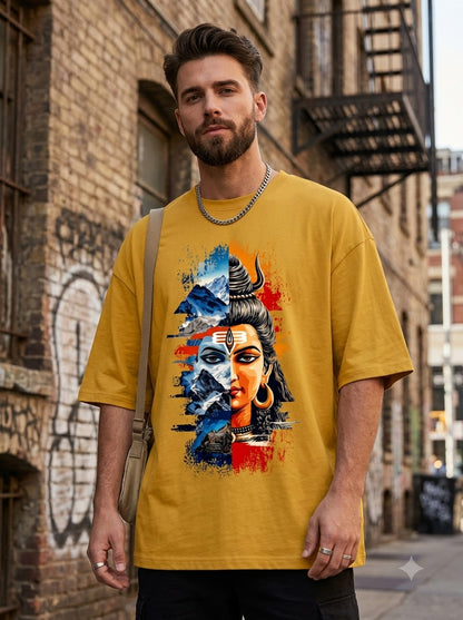 "Cosmic Balance" Shiva Graphic Oversized Tee by AuraReiment