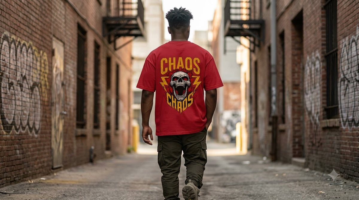 Chaos Graphic Heavyweight Unisex Oversized Tee by AuraReiment