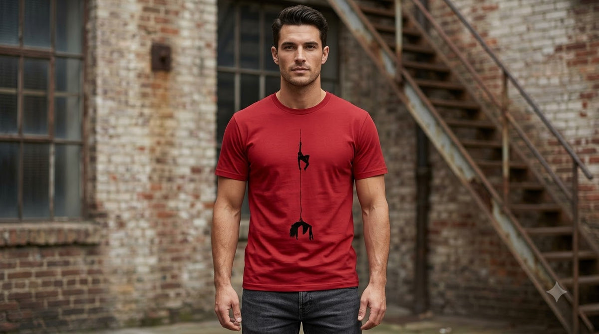 Hanging Silhouette Graphic Print Unisex Cotton Tee by AuraReiment