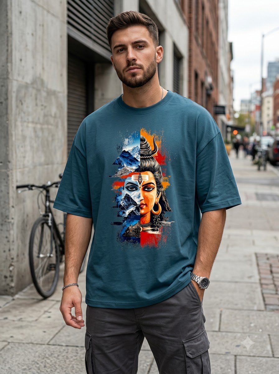 "Cosmic Balance" Shiva Graphic Oversized Tee by AuraReiment
