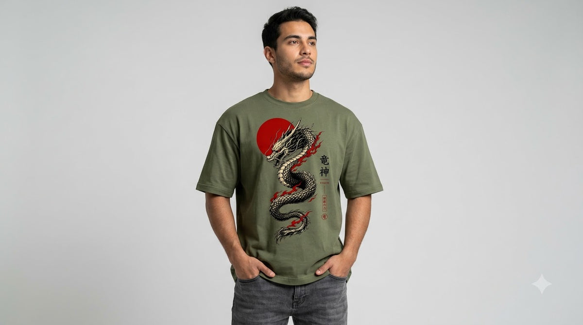 Dragon Graphic Heavyweight Streetwear Oversized Tee by AuraReiment