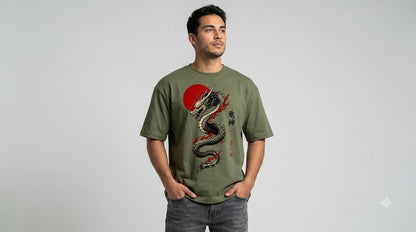 Dragon Graphic Heavyweight Streetwear Oversized Tee by AuraReiment
