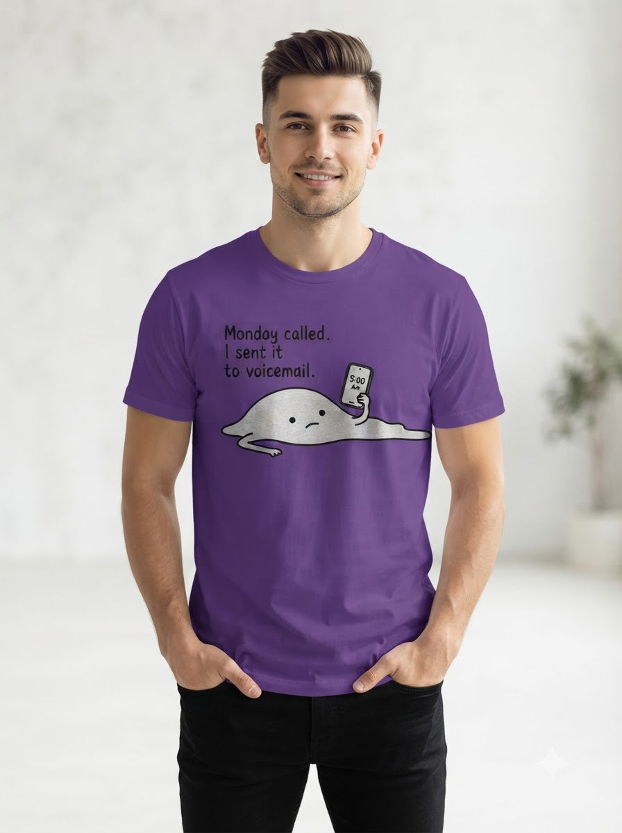 "Monday Called, Sent to Voicemail" Basic Graphic Tee by AuraReiment