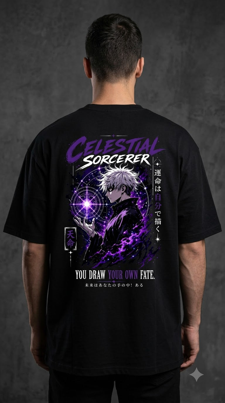 Celestial Anime Graphic Heavyweight Oversized Tee by AuraReiment