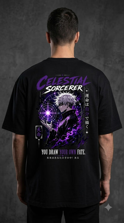 Celestial Anime Graphic Heavyweight Oversized Tee by AuraReiment