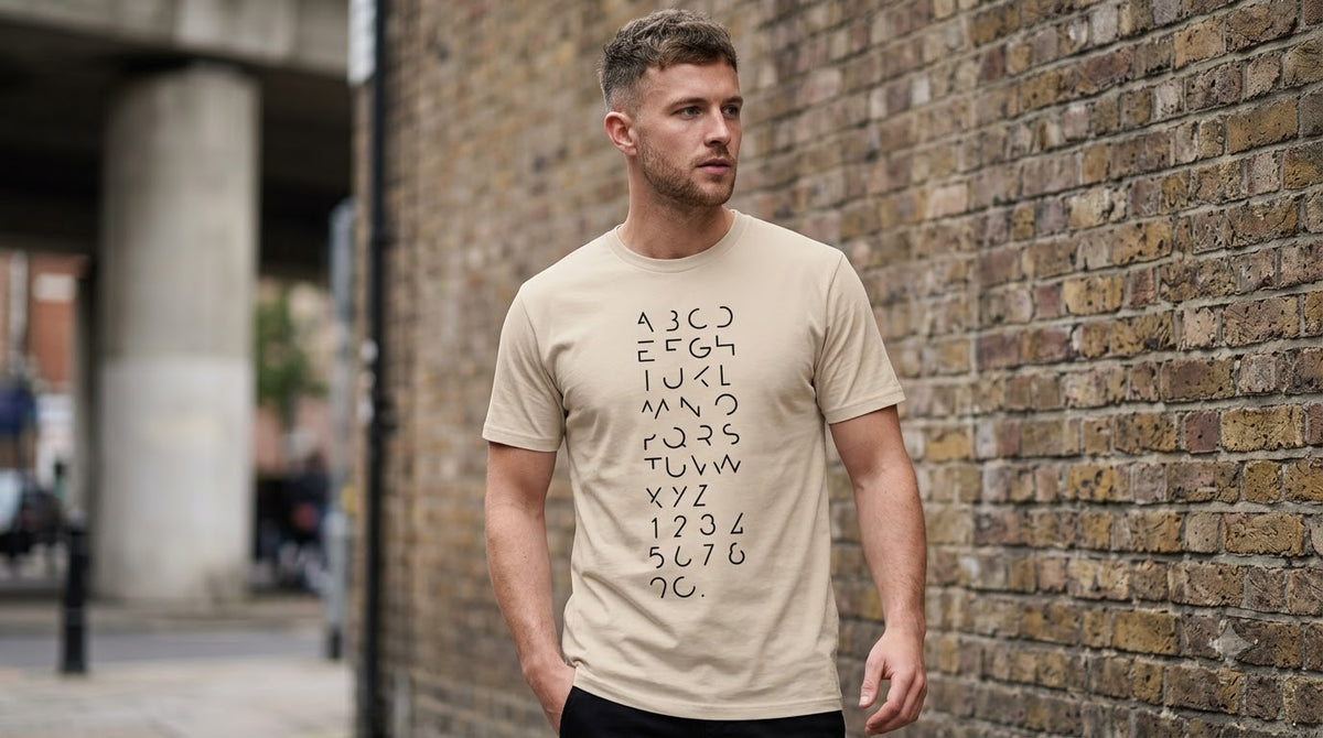 Abstract Alphabet & Numbers Printed Cotton Crew Tee by AuraReiment