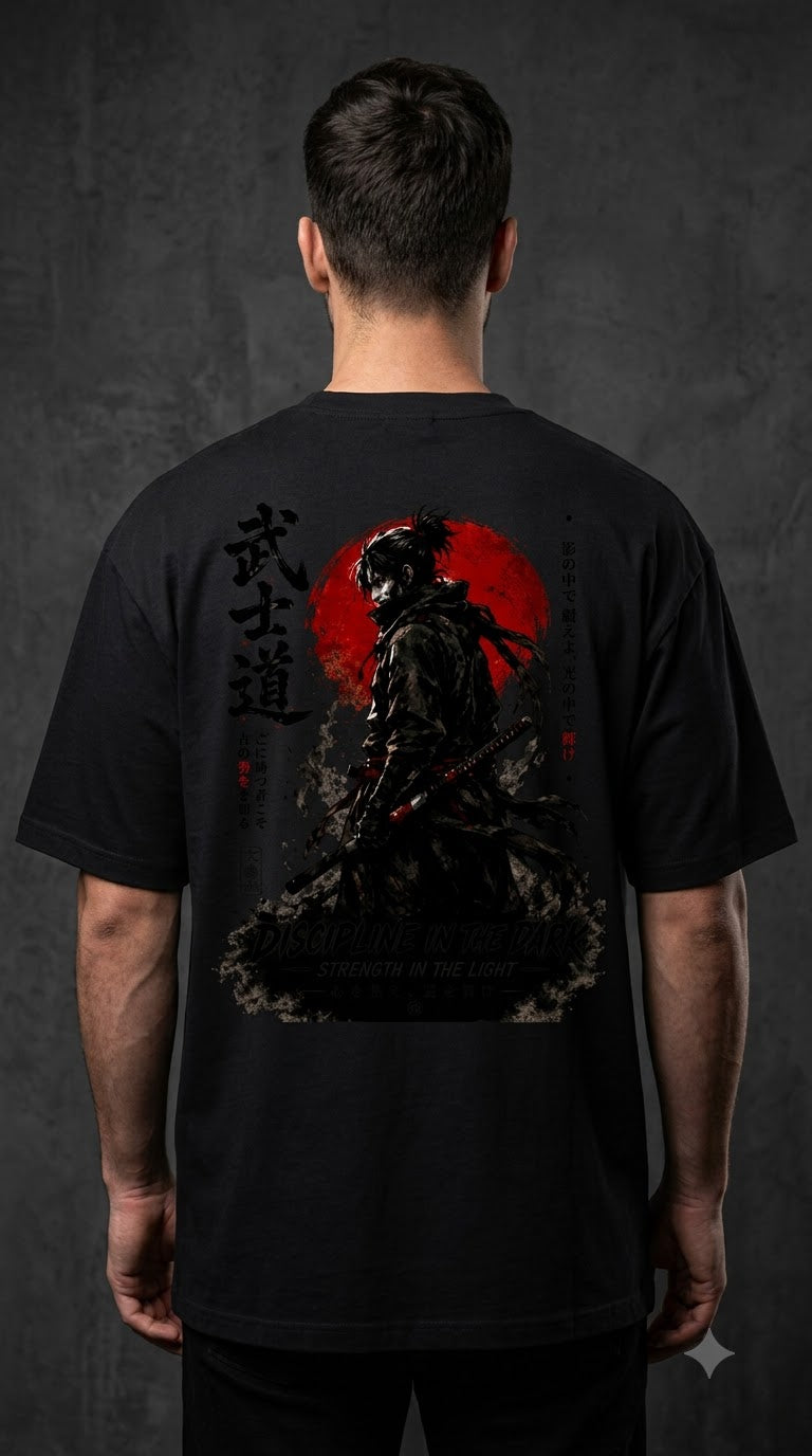 "Discipline in the Dark" Samurai Anime Oversized Tee