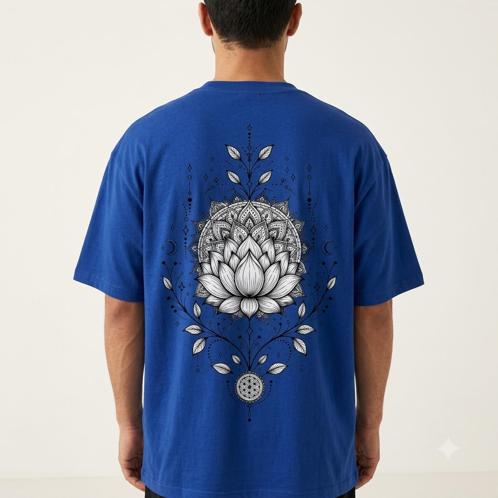 "Lotus Compass" Mindful Oversized Graphic Tee