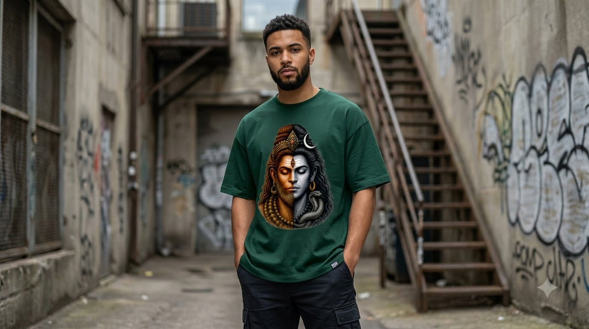 "Cosmic Balance" Shiva Graphic Oversize Tee by AuraReiment